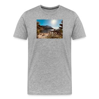 Baie de Sunny Beach - T-shirt bio Premium Homme - gris chiné - Devant - Damien (186cm)