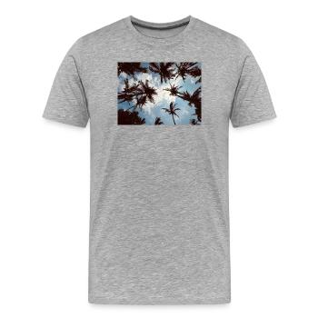 Perspective des palmiers tropicaux - T-shirt bio Premium Homme - gris chiné - Devant - Damien (186cm)