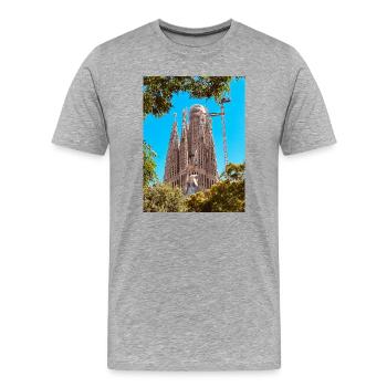 Sagrada Família : l’icône de Barcelone - T-shirt bio Premium Homme - gris chiné - Devant - Damien (186cm)