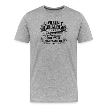 Cadeau drôle de coiffeuse pour une coiffeuse - T-shirt bio Premium Homme - gris chiné - Devant - Damien (186cm)