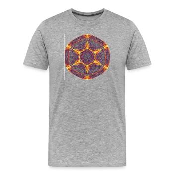 Roue Solaire du Chaos – Géométrie Fractale - T-shirt bio Premium Homme - gris chiné - Devant - Damien (186cm)