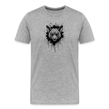 Dark Bat Ink - Tête de Chauve-Souris Gothic Art - T-shirt bio Premium Homme - gris chiné - Devant - Damien (186cm)