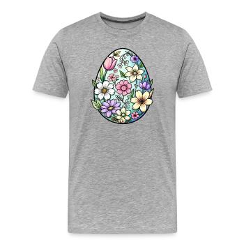Floraison florale du jardin d’œufs - T-shirt bio Premium Homme - gris chiné - Devant - Damien (186cm)