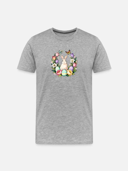 Easter Bloom Bunny - Men's Premium Organic T-Shirt - heather grey