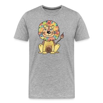 Fort comme un lion et un peu différent - T-shirt bio Premium Homme - gris chiné - Devant - Damien (186cm)