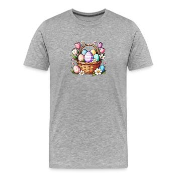 Œufs de panier de Pâques en floraison - T-shirt bio Premium Homme - gris chiné - Devant - Damien (186cm)