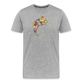 Caméléon neurodivergent - T-shirt bio Premium Homme - gris chiné - Devant - Damien (186cm)