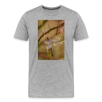 Gros plan d’une libellule - T-shirt bio Premium Homme - gris chiné - Devant - Damien (186cm)