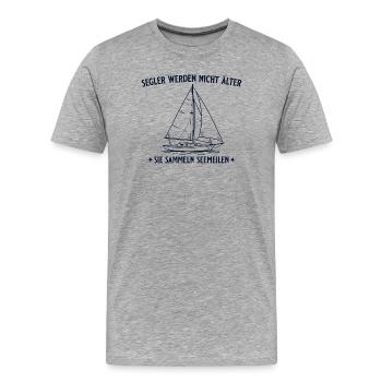 Segler werden nicht älter - Bootsfahrer - Männer Premium Bio T-Shirt - Grau meliert - Vorne - Damien (186cm)