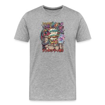 Gamer Festival Retro - Männer Premium Bio T-Shirt - Grau meliert - Vorne - Damien (186cm)