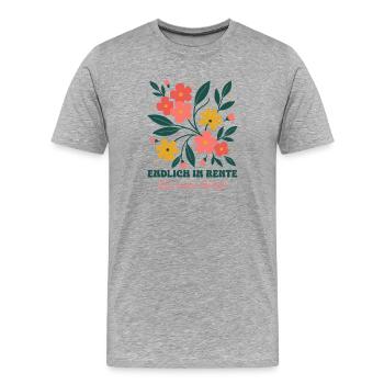 Endlich in Rente Abschied Wildblumen - Männer Premium Bio T-Shirt - Grau meliert - Vorne - Damien (186cm)