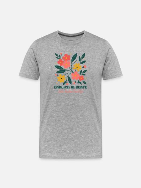 Endlich in Rente Abschied Wildblumen - Männer Premium Bio T-Shirt - Grau meliert