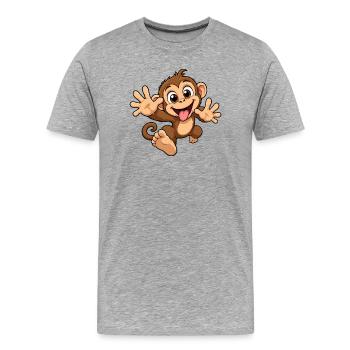 Süßer Affe Geschenkidee - Männer Premium Bio T-Shirt - Grau meliert - Vorne - Damien (186cm)