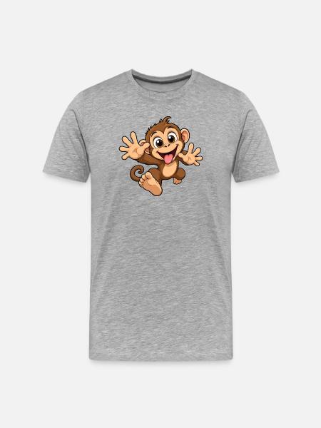 Süßer Affe Geschenkidee - Männer Premium Bio T-Shirt - Grau meliert