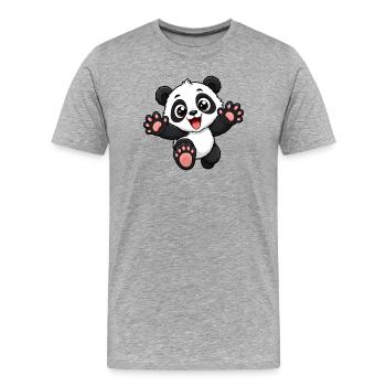 Un panda mignon qui court vers toi - T-shirt bio Premium Homme - gris chiné - Devant - Damien (186cm)