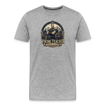 Professeur viking prêt à diriger - T-shirt bio Premium Homme - gris chiné - Devant - Damien (186cm)