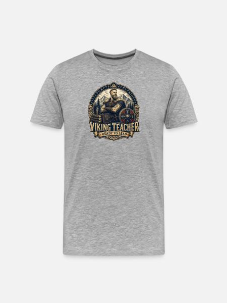 Professeur viking prêt à diriger - T-shirt bio Premium Homme - gris chiné