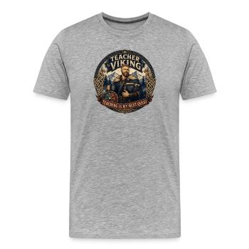 Planificateur de cours Teacher Viking - T-shirt bio Premium Homme - gris chiné - Devant - Damien (186cm)
