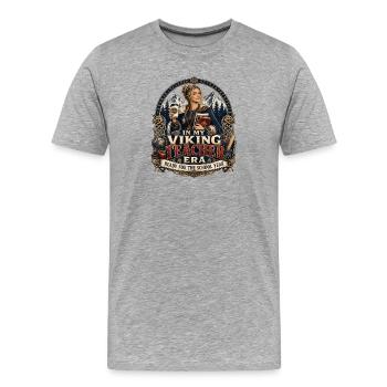 Ère des professeurs vikings : prêts pour l’école - T-shirt bio Premium Homme - gris chiné - Devant - Damien (186cm)