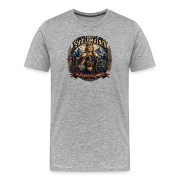 Chef de classe de la Shieldmaiden - T-shirt bio Premium Homme - gris chiné - Devant - Damien (186cm)