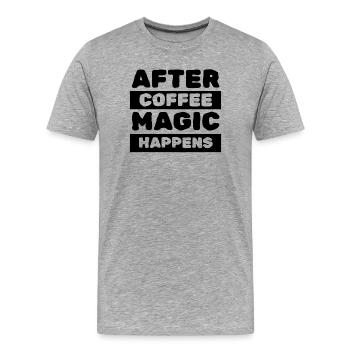 Après la magie du café - T-shirt bio Premium Homme - gris chiné - Devant - Damien (186cm)