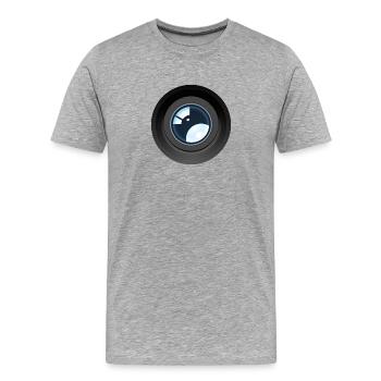 Objectif d’appareil photo graphique moderne à ouverture optique - T-shirt bio Premium Homme - gris chiné - Devant - Damien (186cm)