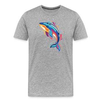 Baleine colorée dans l’océan pour les amateurs de mer et - T-shirt bio Premium Homme - gris chiné - Devant - Damien (186cm)