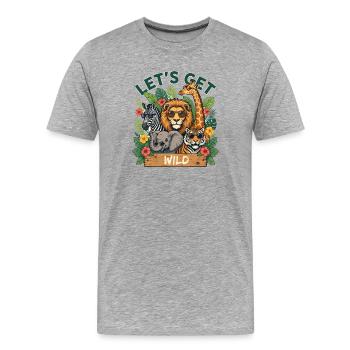 Découvrons des animaux sauvages de safari Lion de la jungle - T-shirt bio Premium Homme - gris chiné - Devant - Damien (186cm)