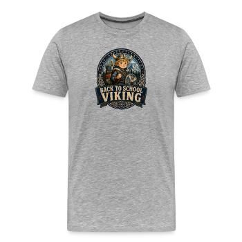Retour à l’école Viking - T-shirt bio Premium Homme - gris chiné - Devant - Damien (186cm)