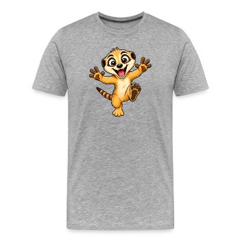 Idée de cadeau - Suricate drôle - T-shirt bio Premium Homme - gris chiné - Devant - Damien (186cm)