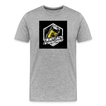 Héros économe en énergie : Alimentation par batterie - T-shirt bio Premium Homme - gris chiné - Devant - Damien (186cm)