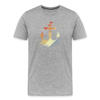 Croquis d’ancre à voile Vintage - T-shirt bio Premium Homme - gris chiné - Devant - Damien (186cm)