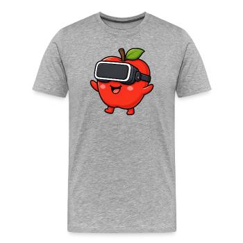 Joueur de Réalité Virtuelle Cartoon Apple mignon - T-shirt bio Premium Homme - gris chiné - Devant - Damien (186cm)