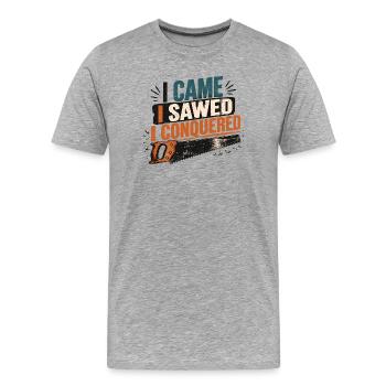 Cadeau de menuisier pour le menuisier - T-shirt bio Premium Homme - gris chiné - Devant - Damien (186cm)
