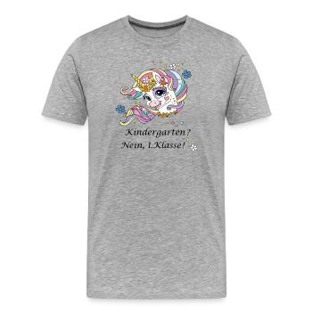Erste Klasse - Männer Premium Bio T-Shirt - Grau meliert - Vorne - Damien (186cm)
