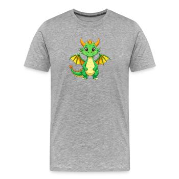 Kleiner grüner Drache mit Flügeln – Fantasy Motiv - Männer Premium Bio T-Shirt - Grau meliert - Vorne - Damien (186cm)