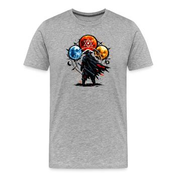 Chevalier Élémentaire dans le Cercle Stellaire - T-shirt bio Premium Homme - gris chiné - Devant - Damien (186cm)