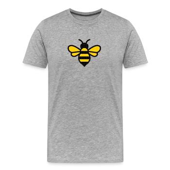 HerzBiene Halftone Design - Männer Premium Bio T-Shirt - Grau meliert - Vorne - Damien (186cm)