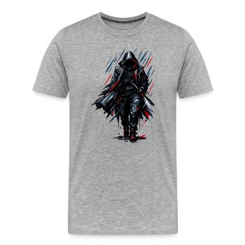 Combattant de l’Ombre Noire - T-shirt bio Premium Homme - gris chiné - Devant - Damien (186cm)