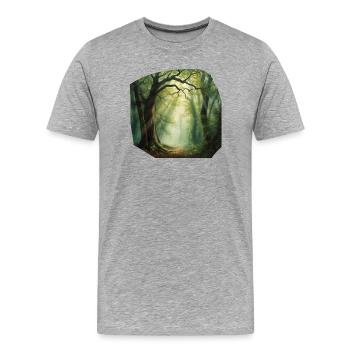 Sentier lumineux dans la forêt - T-shirt bio Premium Homme - gris chiné - Devant - Damien (186cm)