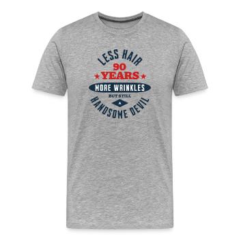 Diable du 90e anniversaire - T-shirt bio Premium Homme - gris chiné - Devant - Damien (186cm)