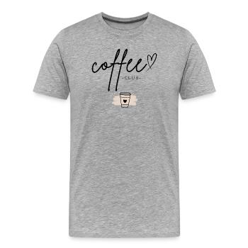 Club de Café | Conception minimaliste du café - T-shirt bio Premium Homme - gris chiné - Devant - Damien (186cm)