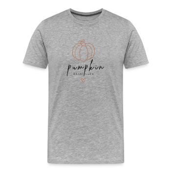 Club Cœur de Citrouille | Chemise typographie d’automne - T-shirt bio Premium Homme - gris chiné - Devant - Damien (186cm)