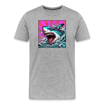 Requin - T-shirt bio Premium Homme - gris chiné - Devant - Damien (186cm)