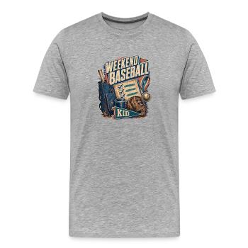 Fille de baseball prête pour le week-end de tournoi - T-shirt bio Premium Homme - gris chiné - Devant - Damien (186cm)