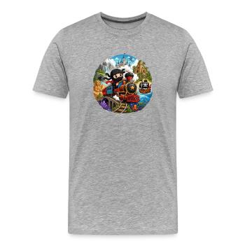 Kleiner Ninja Abenteuerzug durch Dschungelmeer - Männer Premium Bio T-Shirt - Grau meliert - Vorne - Damien (186cm)