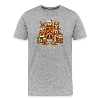 Märchenhafte Bäckerwelt mit Brezeln - Männer Premium Bio T-Shirt - Grau meliert - Vorne - Damien (186cm)
