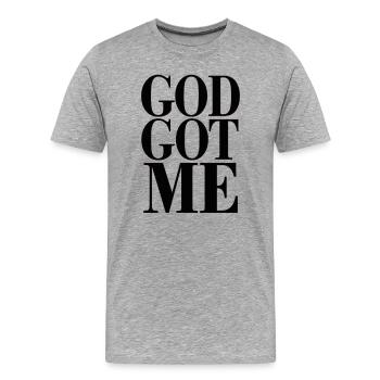 Typographie Tee de Dieu Me Fait Audace. - T-shirt bio Premium Homme - gris chiné - Devant - Damien (186cm)