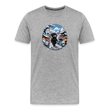 Ninja im Schneedorf - Männer Premium Bio T-Shirt - Grau meliert - Vorne - Damien (186cm)