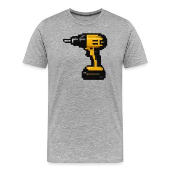 Conception de l’outil rétro Pixel Drill - T-shirt bio Premium Homme - gris chiné - Devant - Damien (186cm)